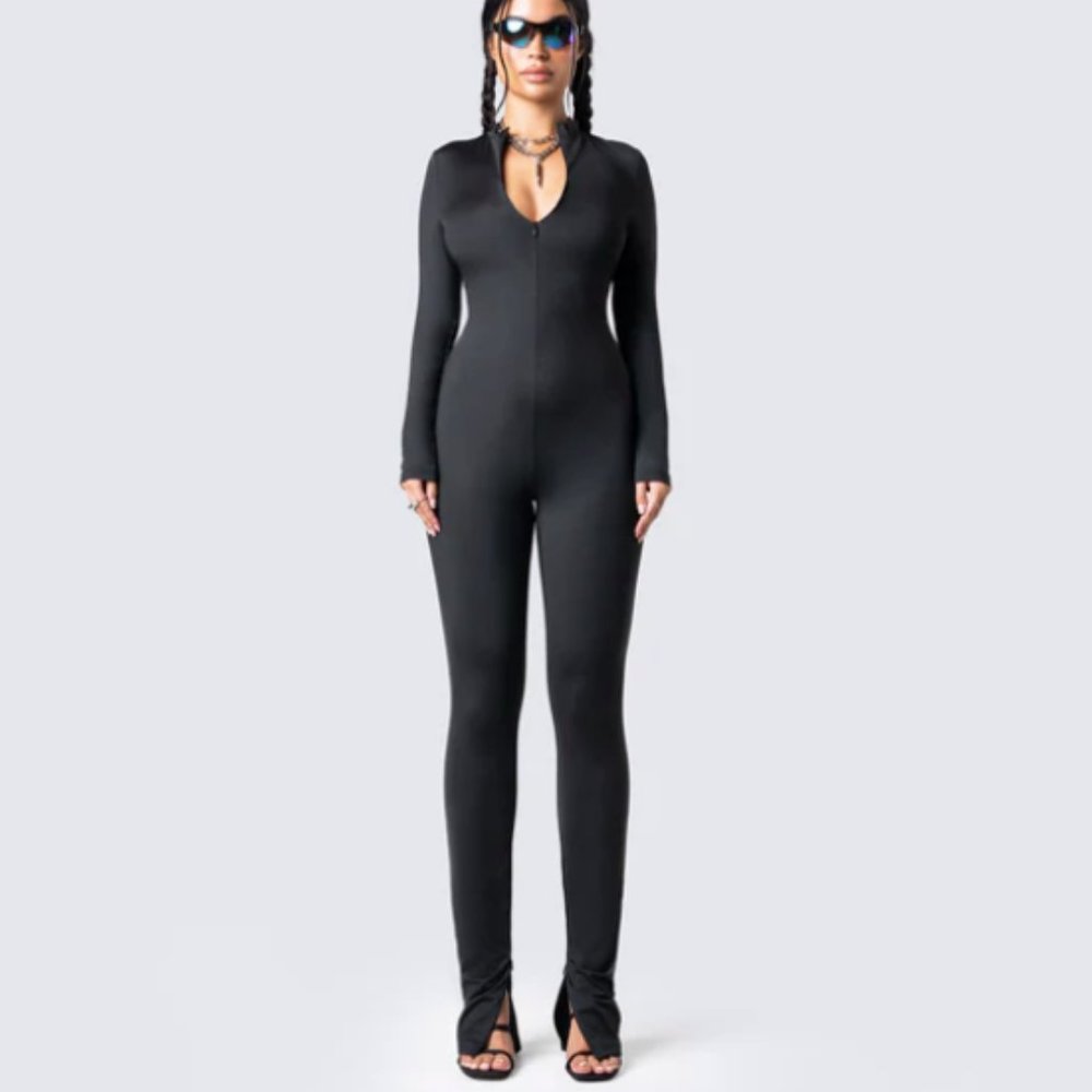 Brianna Black Zip Up Jumpsuit